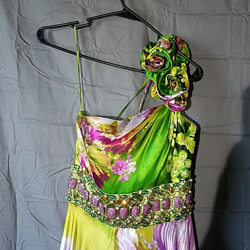 Jovani Floral Satin Gown